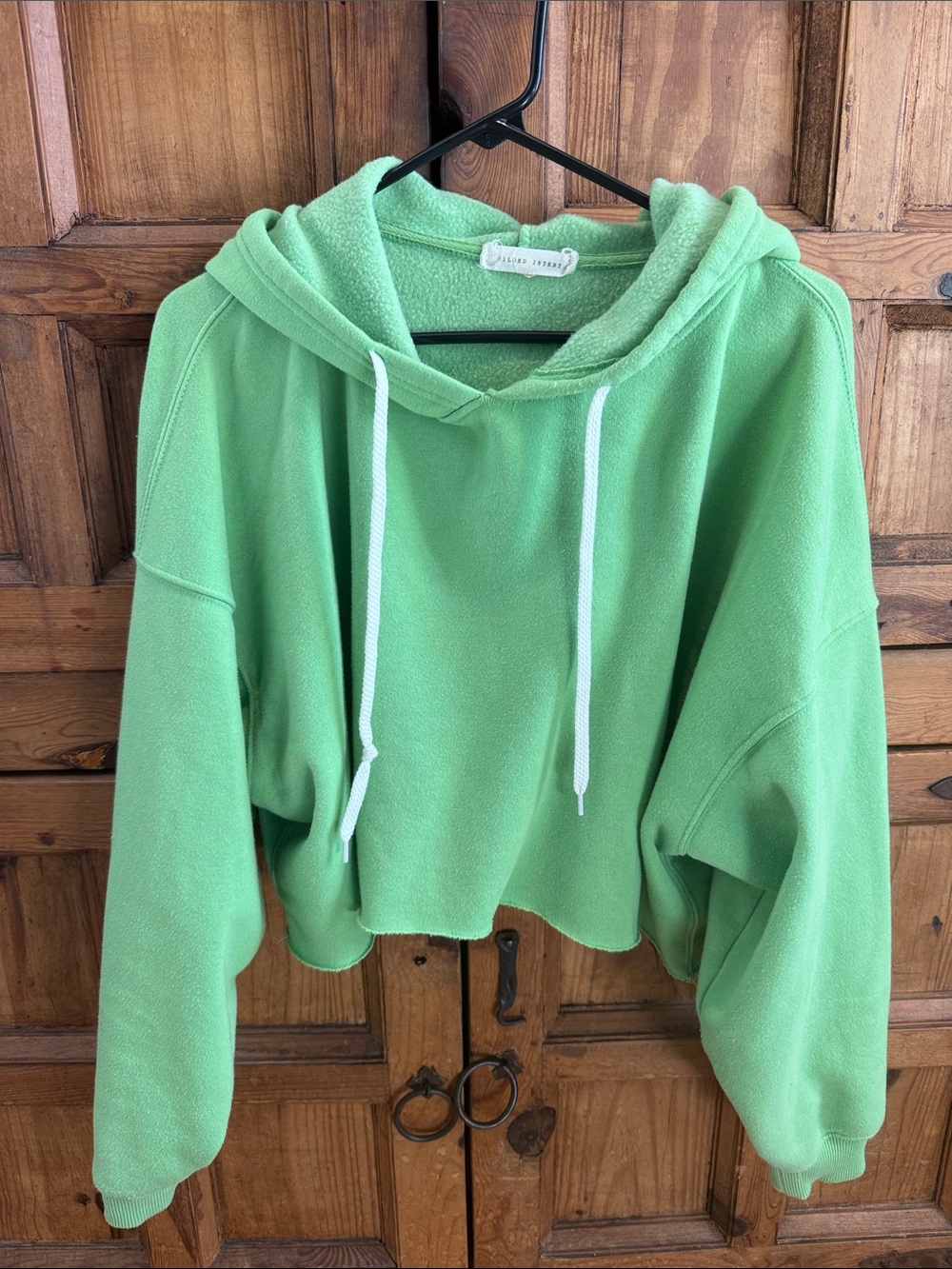 Gilded Intent Cropped Green Hoodie